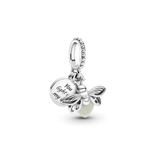 Glow Firefly Dangle Charms for women bracelet S925 Sterling Silver  / friend birthday gifts, Christmas gift, Christmas charm
