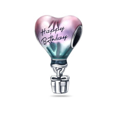 Birthday Hot Air Balloon pink heart bead dangle charm for women bracelet S925 Sterling Silver Gifts For Women / friend birthday gifts